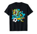 Dabbing Unicorn Kazakhstan Soccer Lovers T-Shirt - Graphic Print Unisex