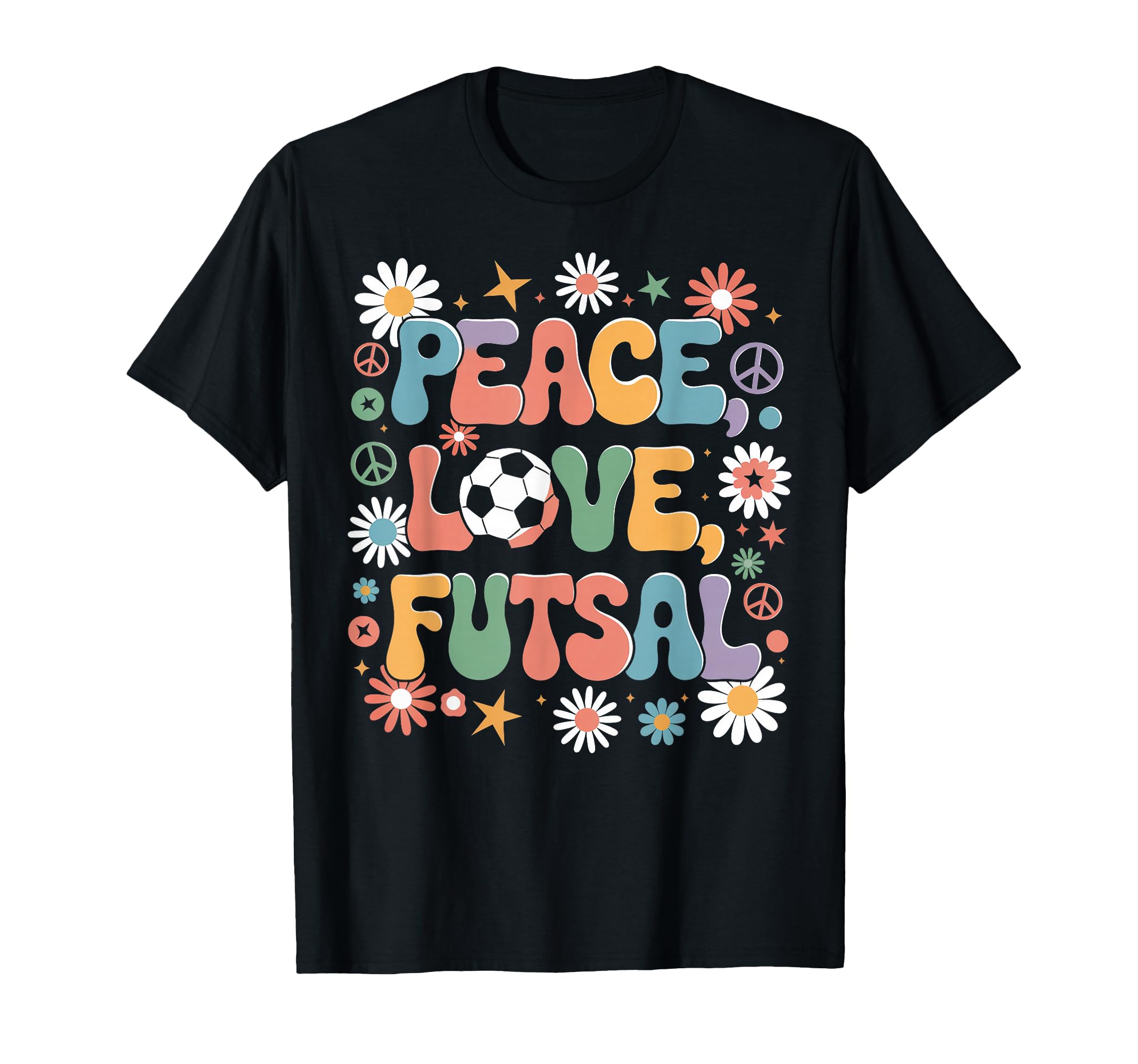 Peace Love Futsal 60S 70S Hippie T-Shirt - Fun Novelty Design Unisex