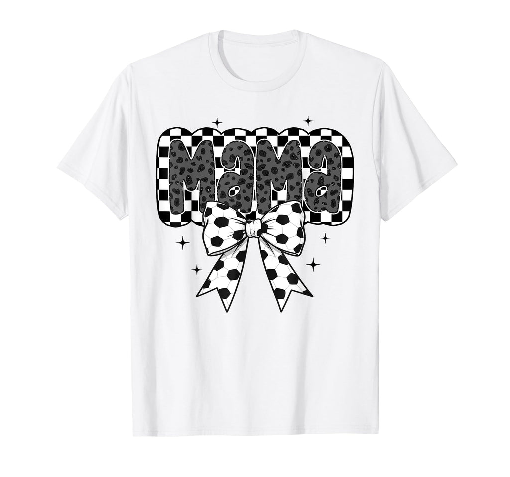 Checker Bow Soccer Mama Soccer Bow T-Shirt - Aesthetic Graphic Men Women