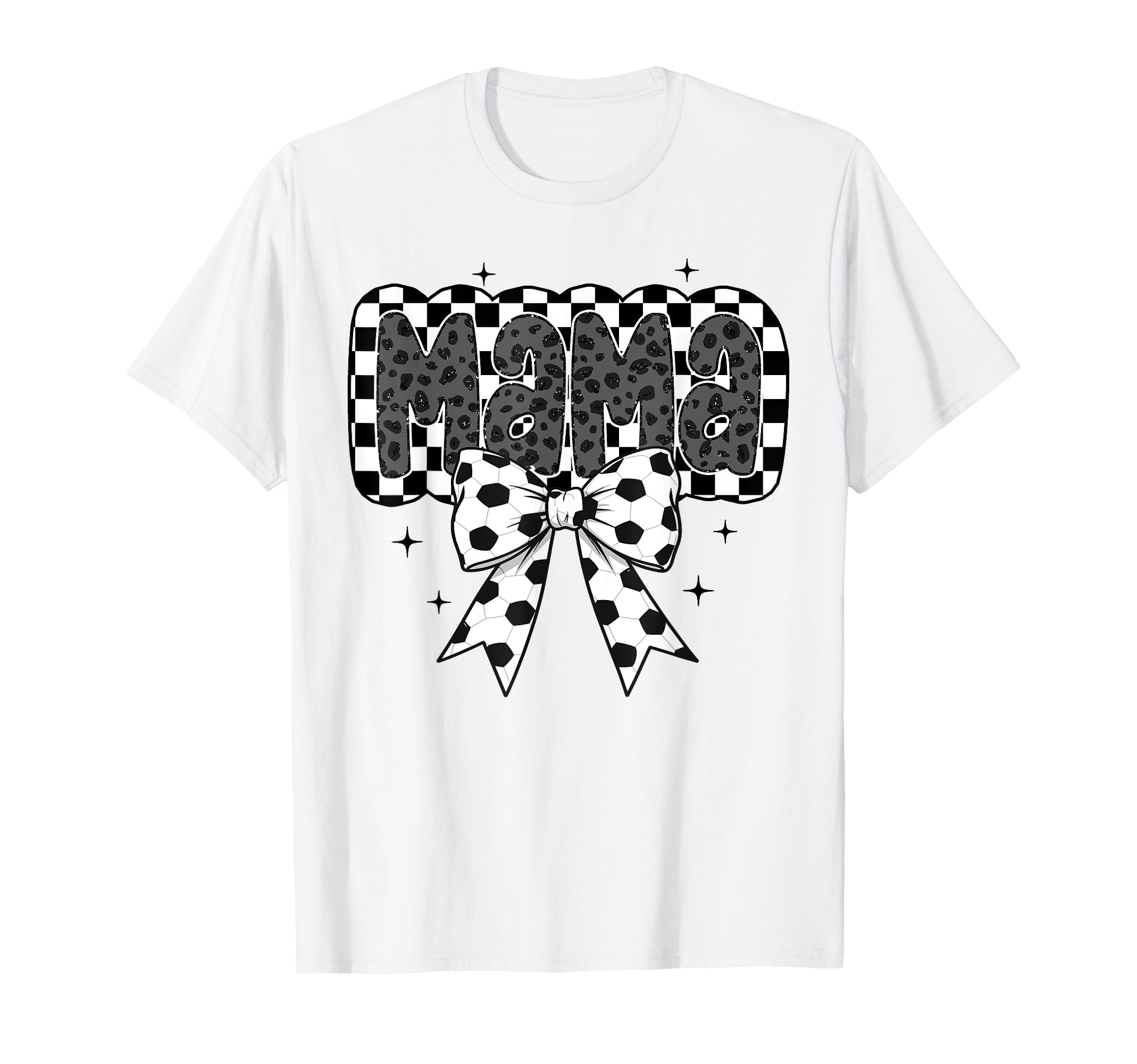 Checker Bow Soccer Mama Soccer Bow T-Shirt - Aesthetic Graphic Men Women