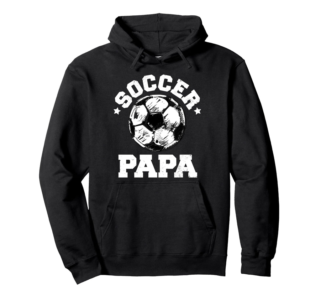 Soccer Papa Soccer Ball Distressed Funny Hoodie - Unique Graphic Men Women
