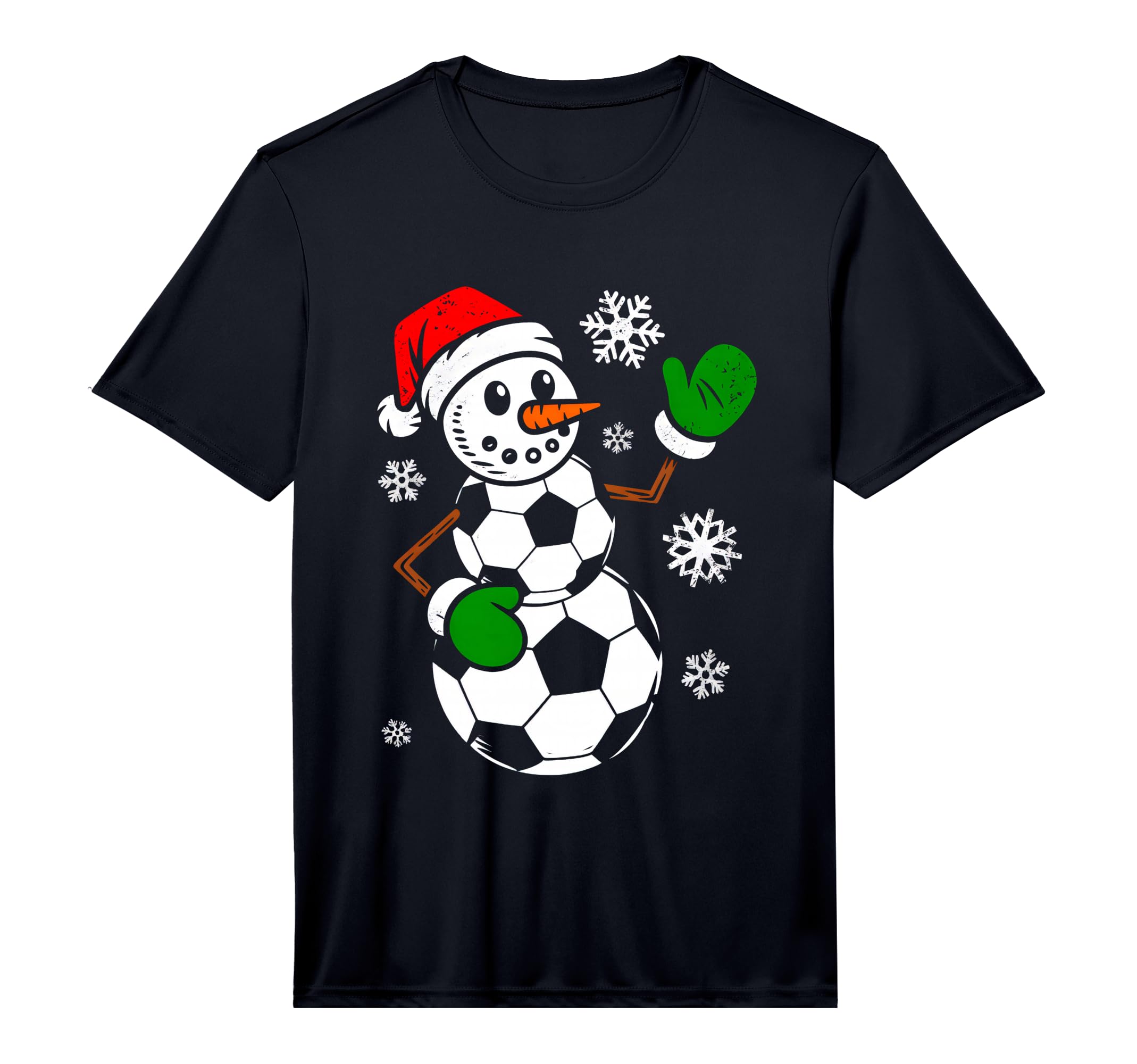Soccer Santa Hat Snowman Funny T-Shirt - Minimalist Print for Adults