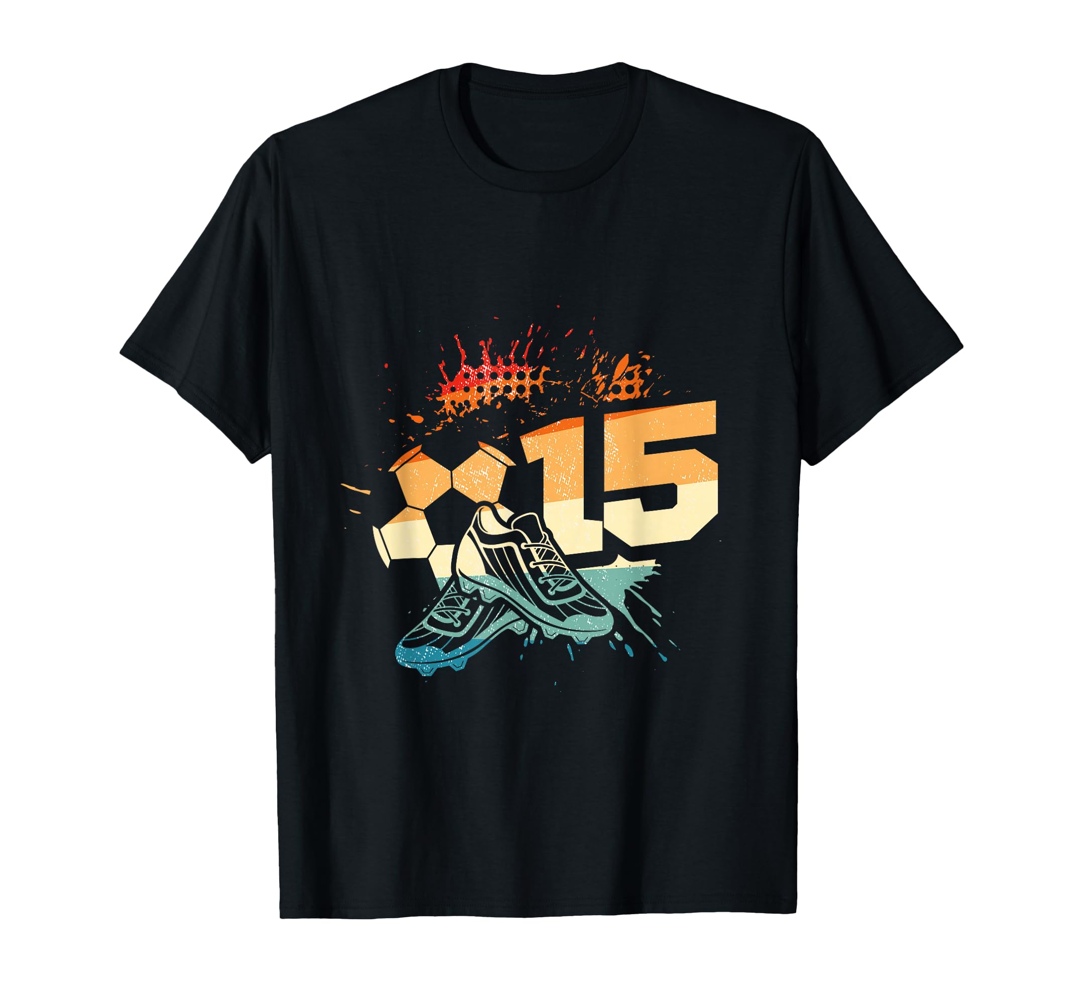 15Th Birthday Soccer Player Football 15 T-Shirt - Trendy Graphic Unisex