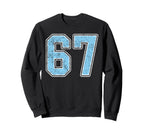 Blue White Number 67 Jersey Player Sweatshirt - Custom Art Print Unisex