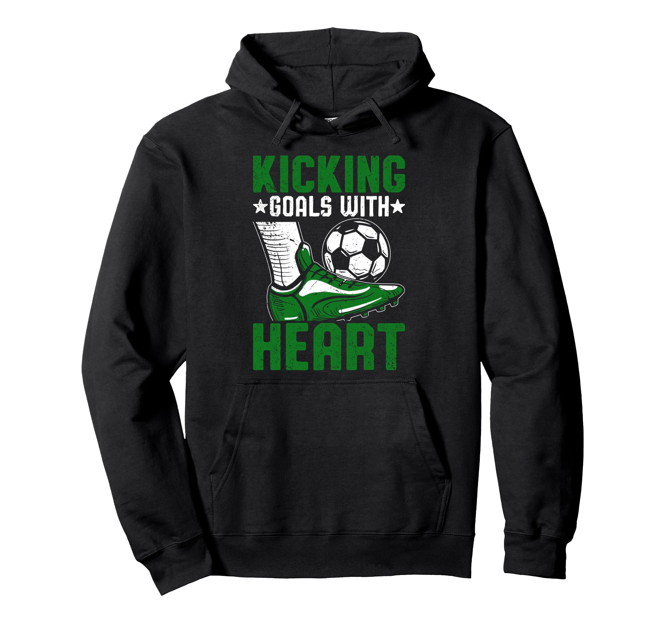 Soccer Kicking Goals Heart Player Hoodie - Casual Everyday Wear Men Women