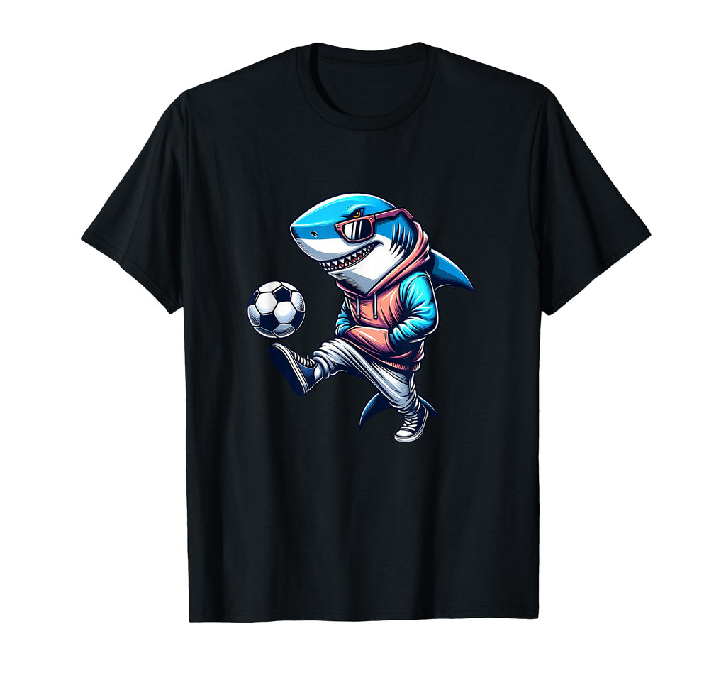 Shark Soccer Player Street Football Vibe T-Shirt - Minimalist Print Unisex