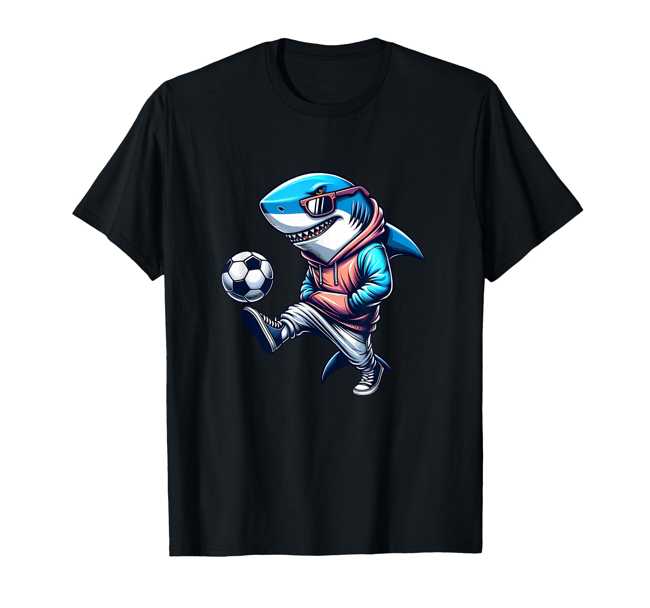 Shark Soccer Player Street Football Vibe T-Shirt - Minimalist Print Unisex