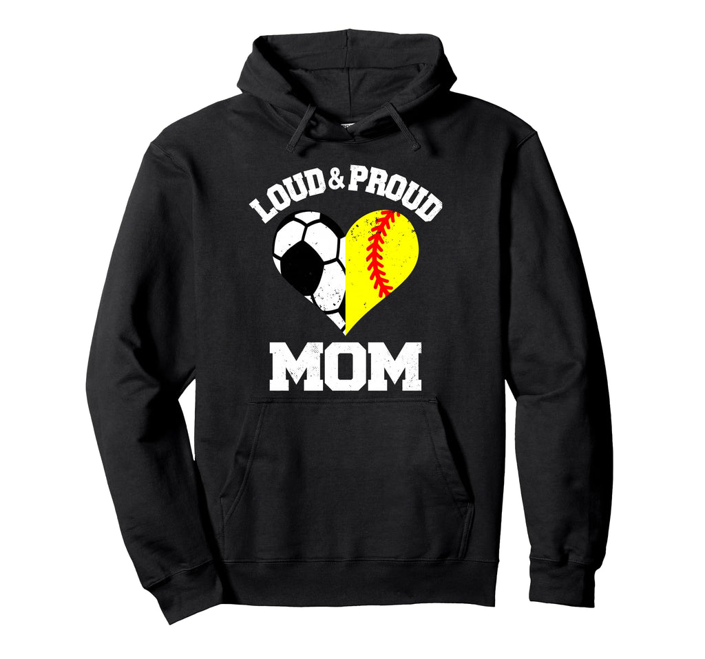 Loud Proud Mom Soccer Softball Heart Hoodie - Streetwear Style for Adults