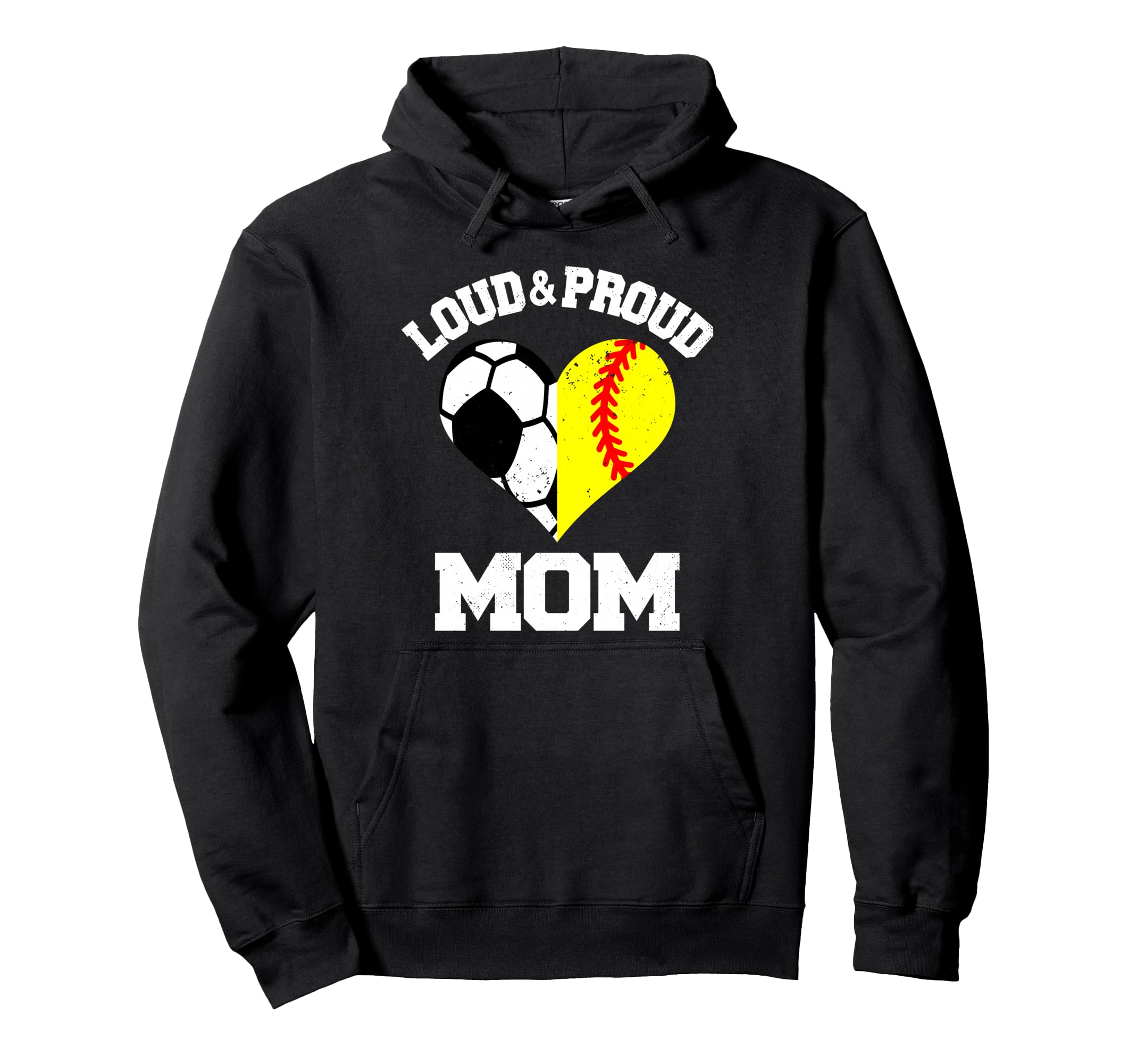 Loud Proud Mom Soccer Softball Heart Hoodie - Streetwear Style for Adults