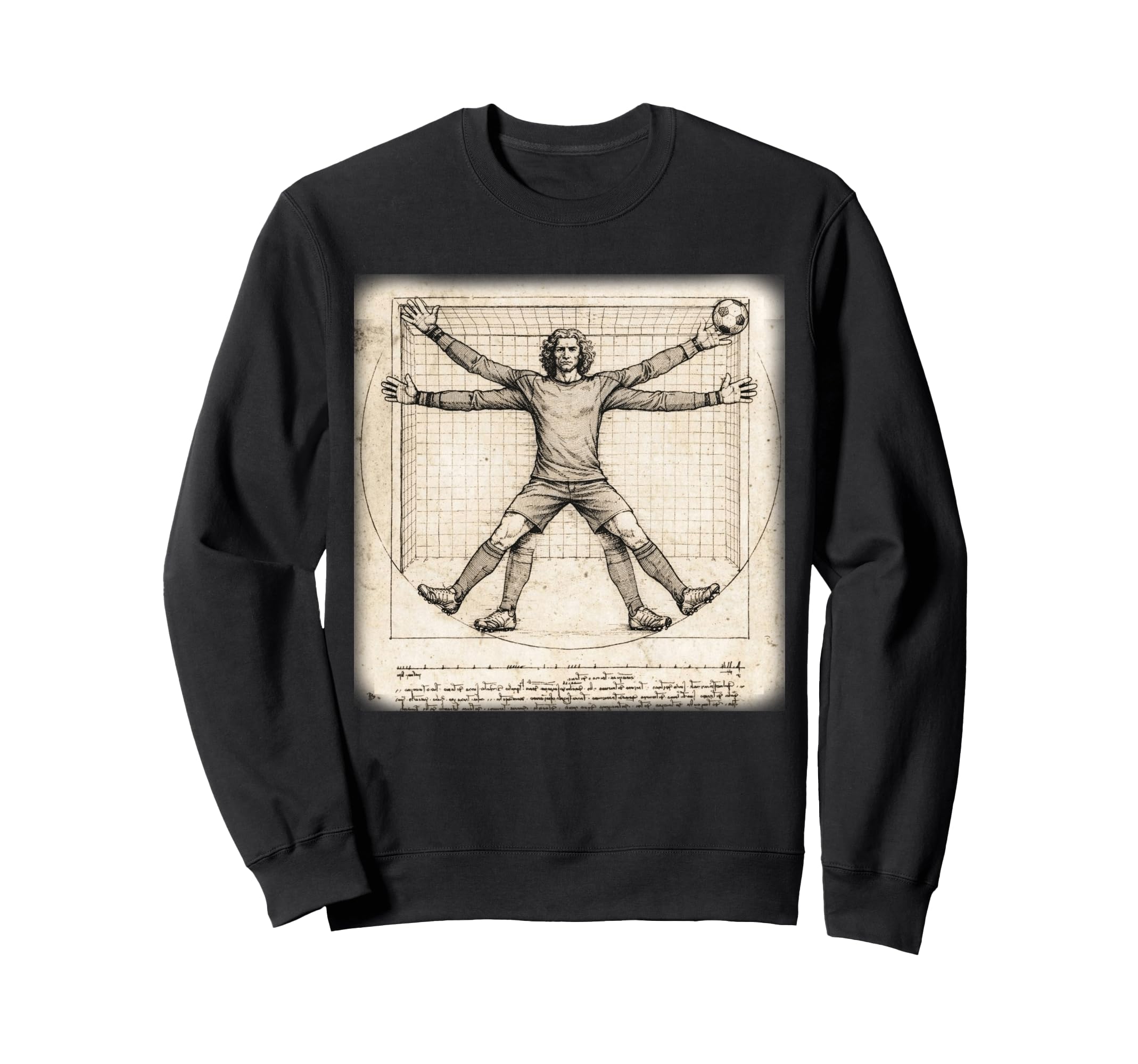 Funny Artistic Vitruvian Art Soccer Sweatshirt - Graphic Print Unisex