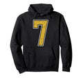 Old Gold Black White Sports Number 7 Hoodie - Streetwear Style for Adults
