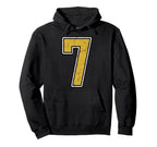 Old Gold Black White Sports Number 7 Hoodie - Streetwear Style for Adults