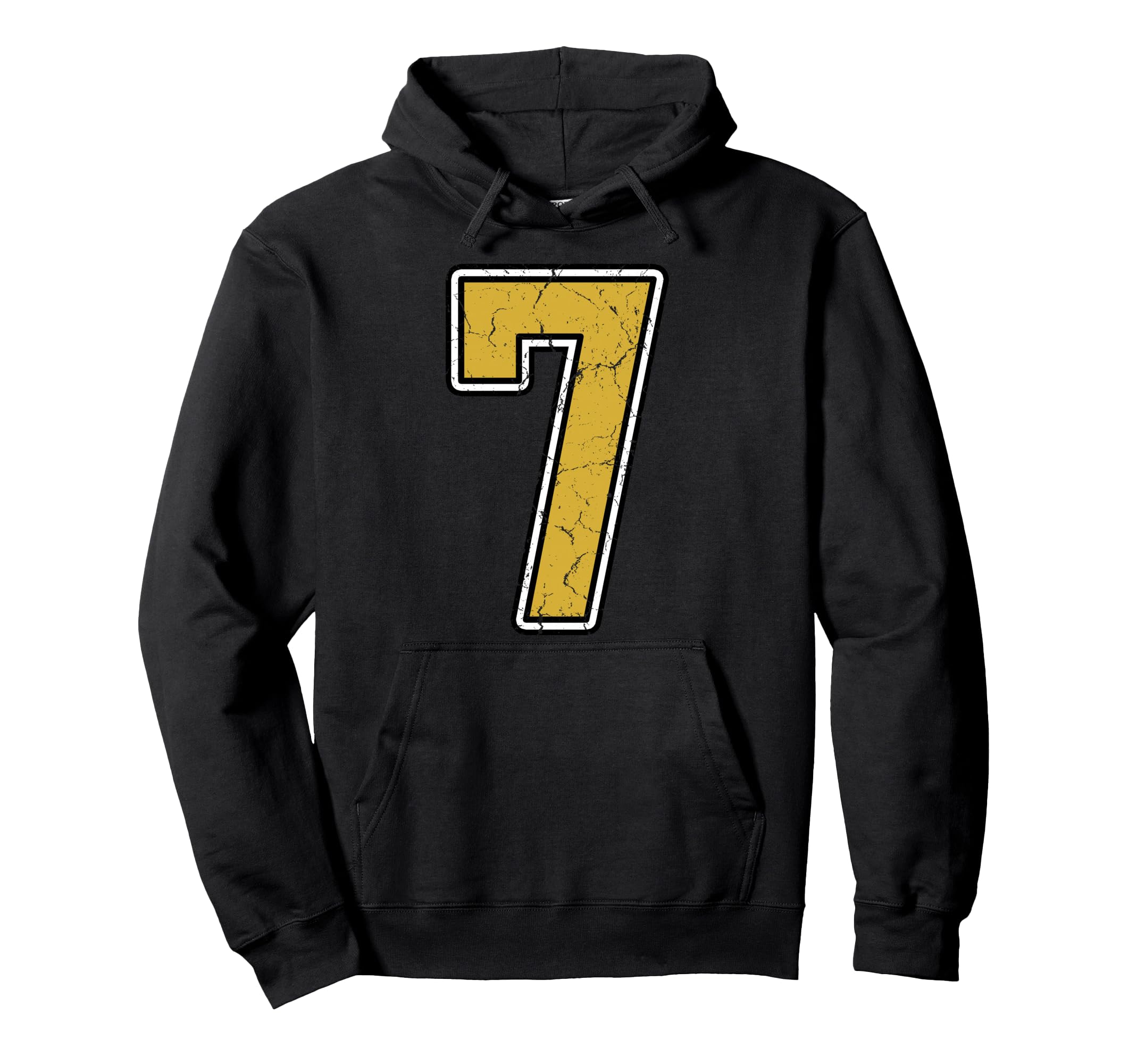 Old Gold Black White Sports Number 7 Hoodie - Streetwear Style for Adults