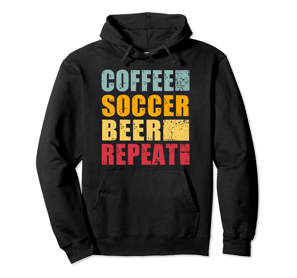 Coffee Soccer Beer Repeat Hoodie - Casual Everyday Wear for Adults