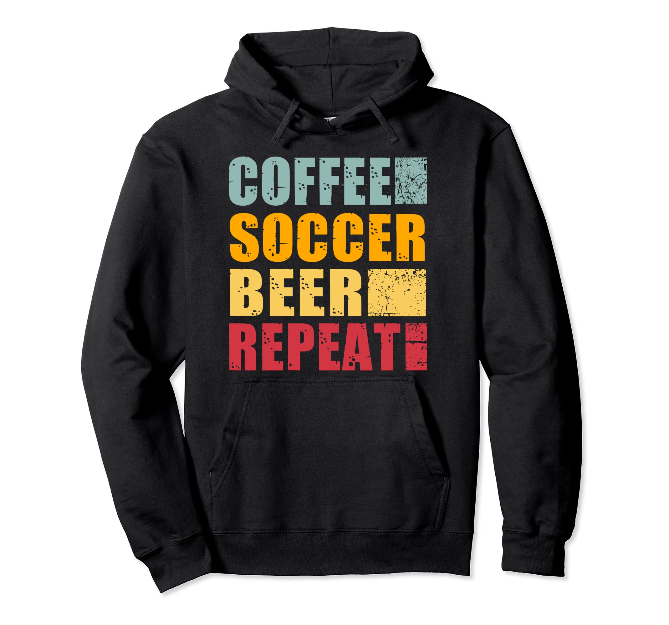 Coffee Soccer Beer Repeat Hoodie - Casual Everyday Wear for Adults