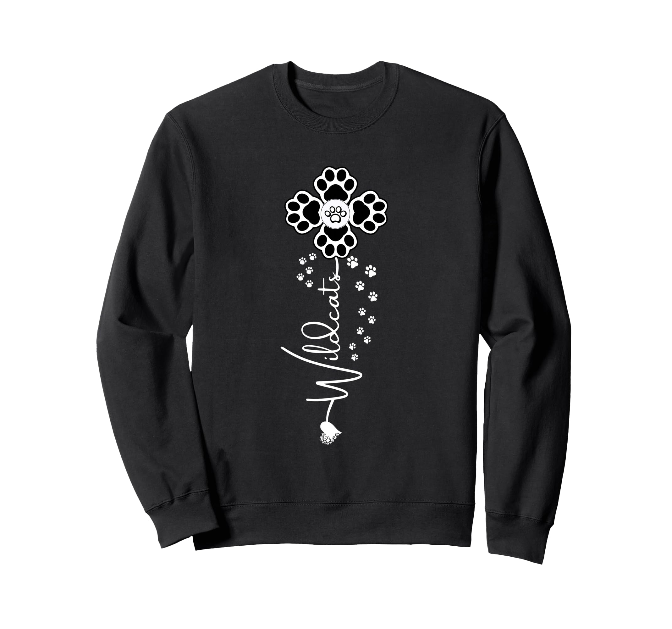 Wildcats Flower Sports Fan Team Sweatshirt - Casual Everyday Wear Unisex