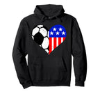 Soccer Heart American Flag Funny Patriotic Hoodie - Novelty Apparel Unisex