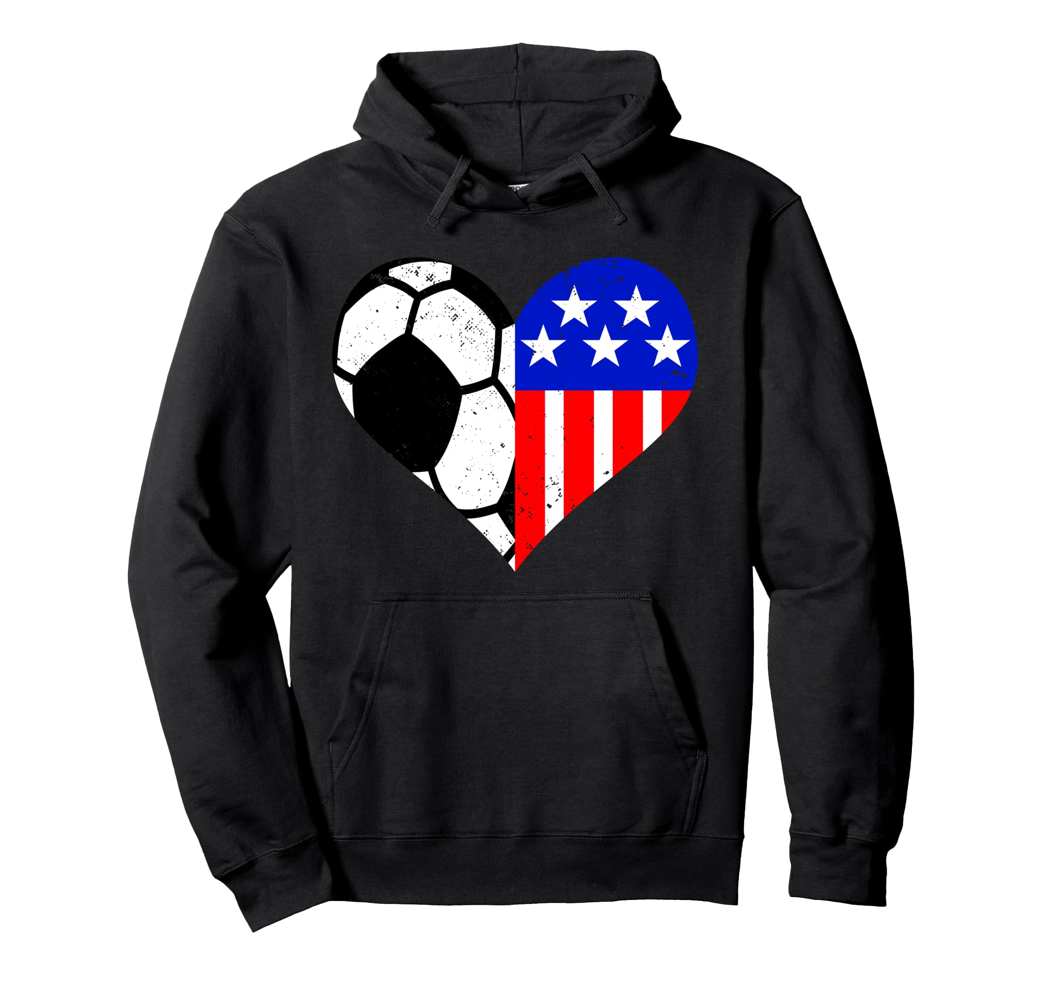 Soccer Heart American Flag Funny Patriotic Hoodie - Novelty Apparel Unisex
