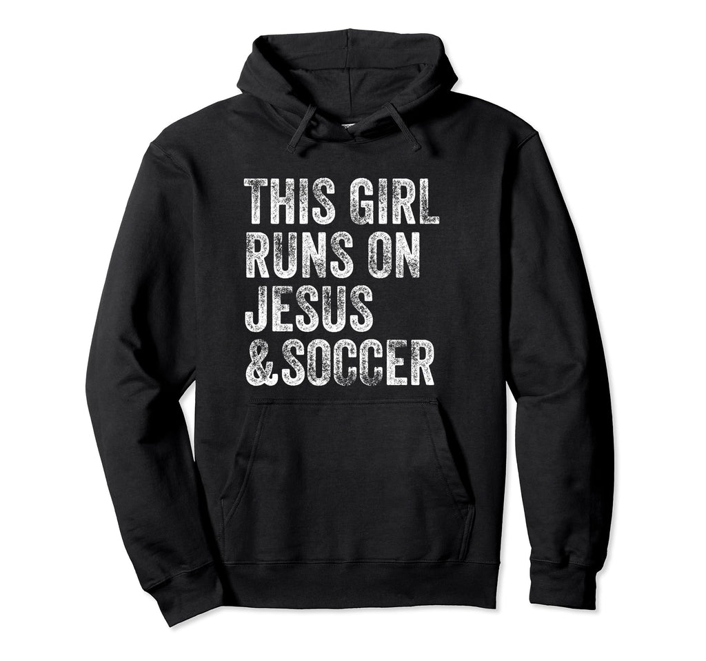 This Runs Jesus And Soccer Christian Hoodie - Minimalist Print for Adults