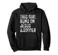 This Runs Jesus And Soccer Christian Hoodie - Minimalist Print for Adults