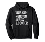 This Runs Jesus And Soccer Christian Hoodie - Minimalist Print for Adults