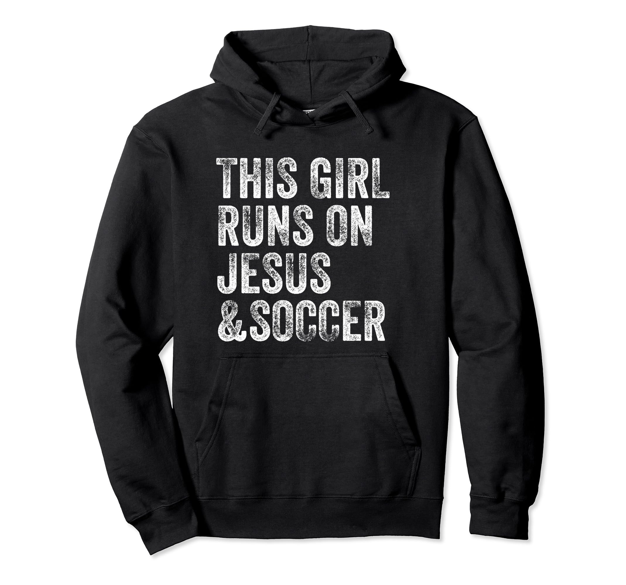 This Runs Jesus And Soccer Christian Hoodie - Minimalist Print for Adults