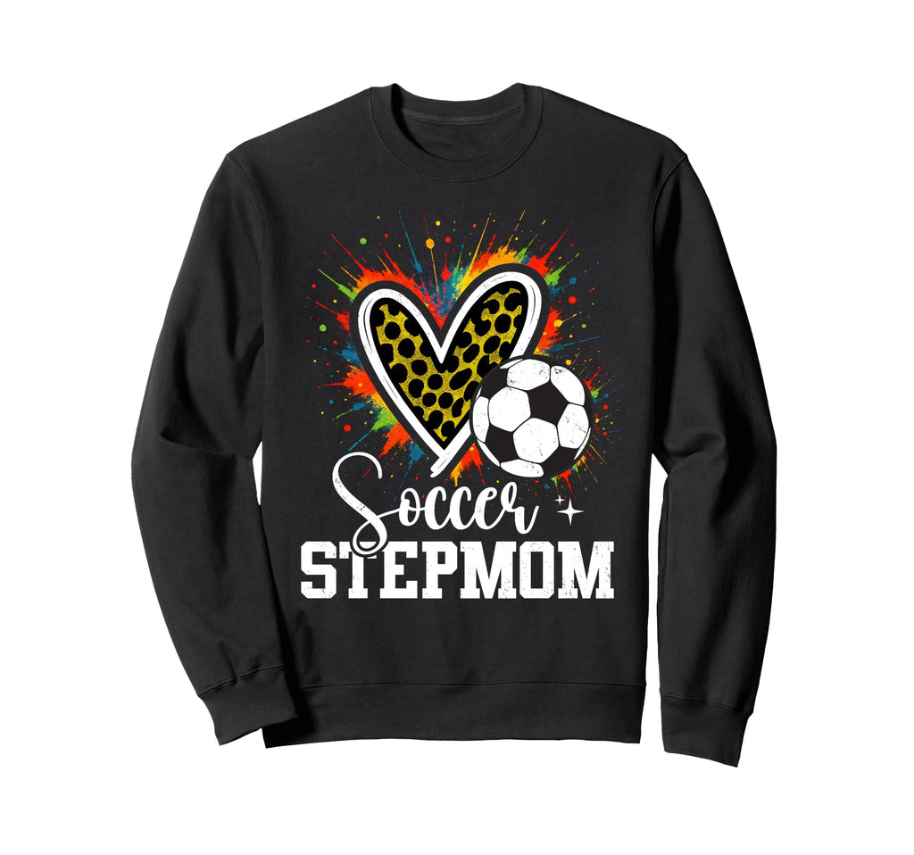 Soccer Stepmom Leopard Heart Colorful Sweatshirt - Graphic Print Men Women