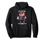 Pig Team 7 Soccer Player Cartoon Fun Hoodie - Unique Graphic for Adults