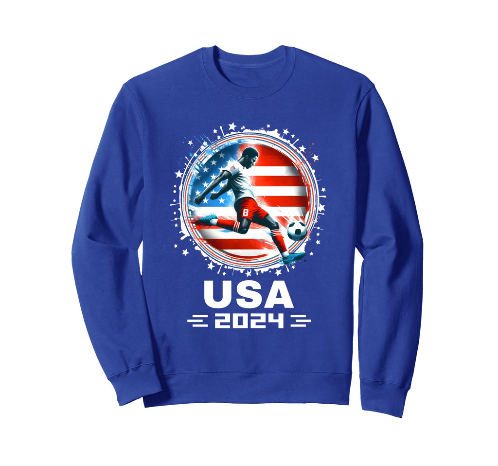 American Flag Soccer Soccer 2024 Sweatshirt - Aesthetic Graphic Unisex