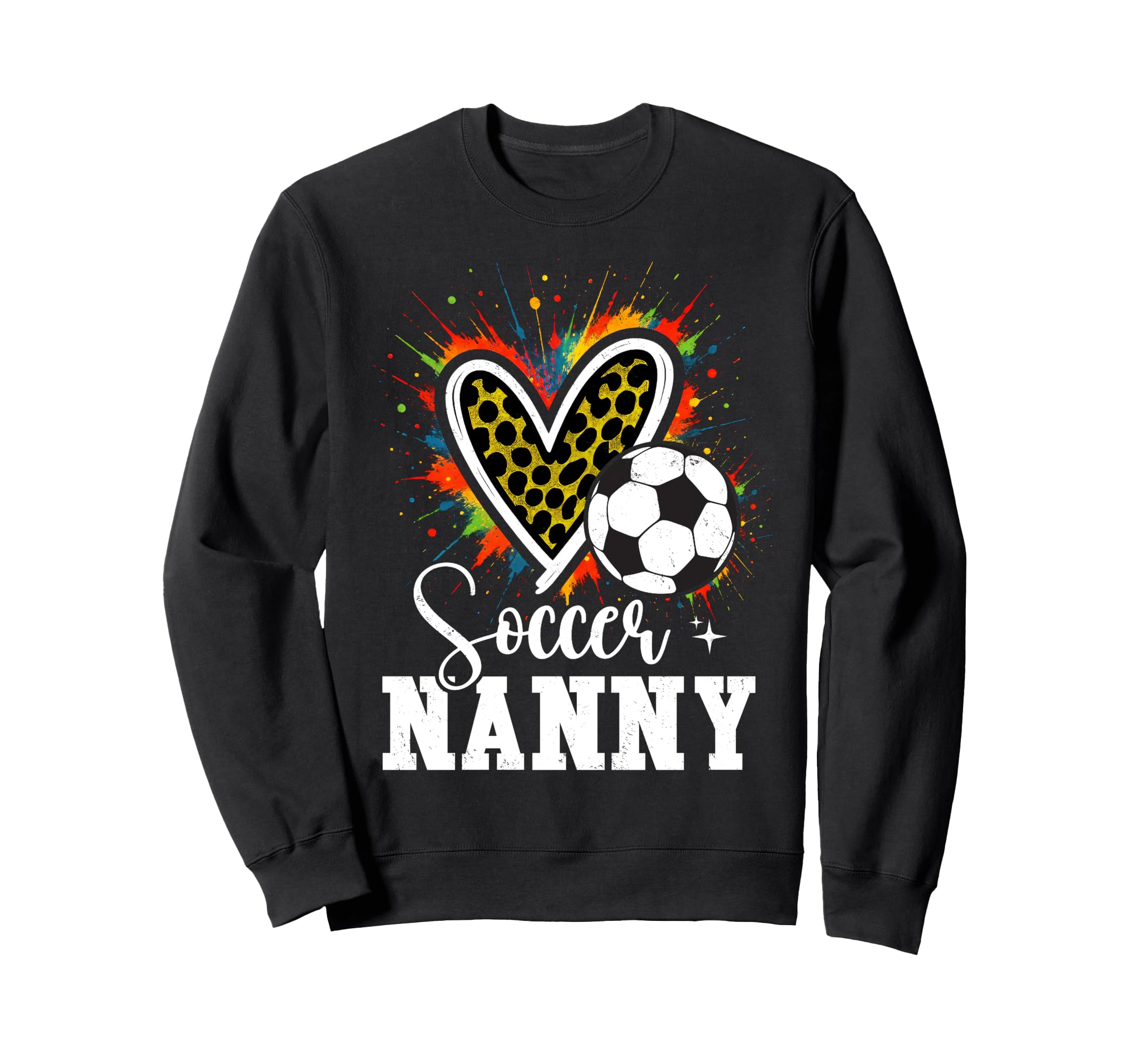 Soccer Nanny Leopard Heart Colorful Sweatshirt - Aesthetic Graphic Unisex