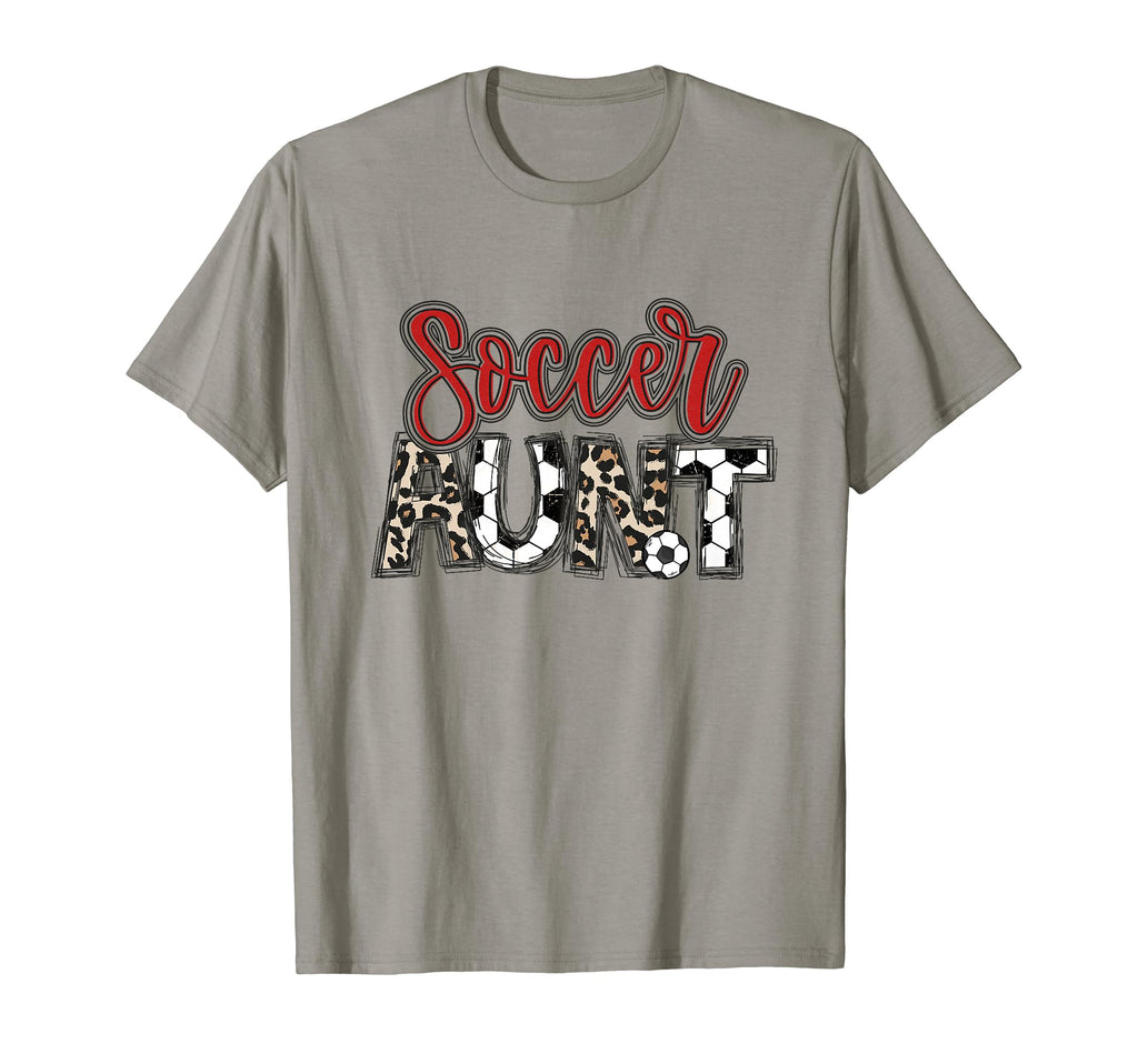 Soccer Aunt Leopard Red Soccer Auntie T-Shirt - Streetwear Style Unisex