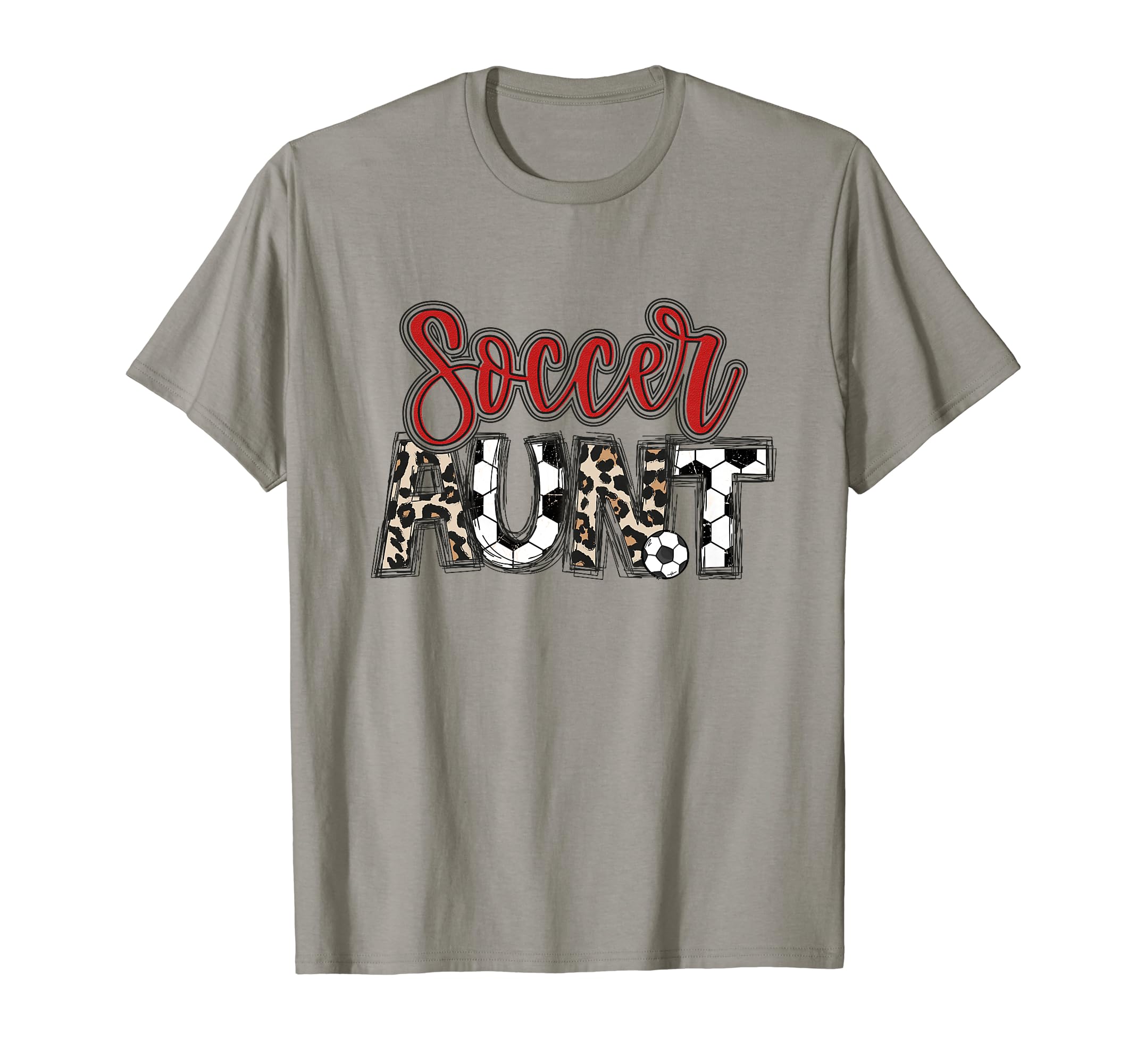 Soccer Aunt Leopard Red Soccer Auntie T-Shirt - Streetwear Style Unisex