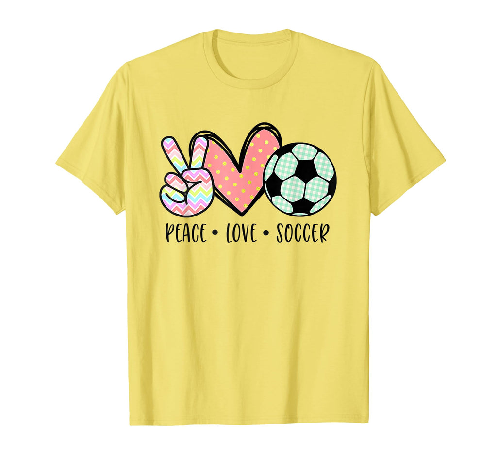 Soccer Lover Gifts Peace Love Soccer T-Shirt - Fun Novelty Design Unisex
