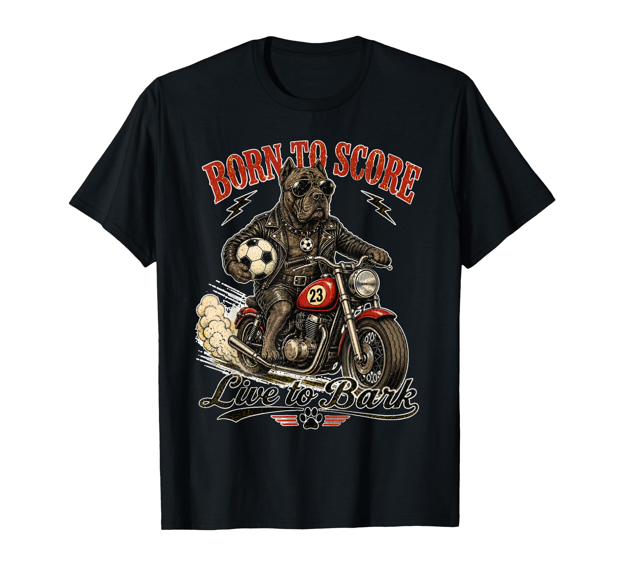 Cane Corso Motorbike Love Footbal T-Shirt - Graphic Print for Adults