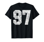 Distressed White Number 97 Jersey T-Shirt - Aesthetic Graphic Unisex