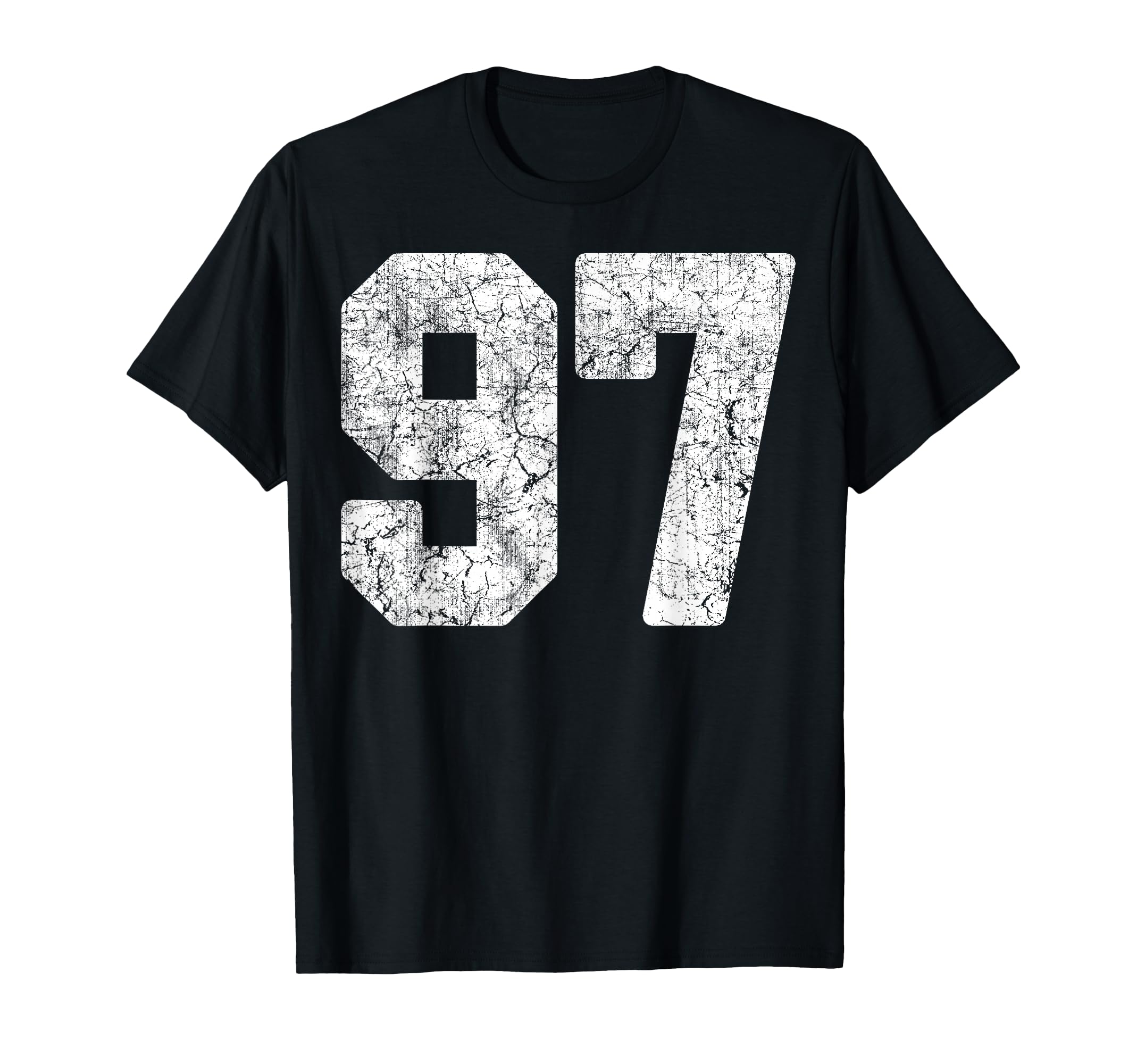 Distressed White Number 97 Jersey T-Shirt - Aesthetic Graphic Unisex