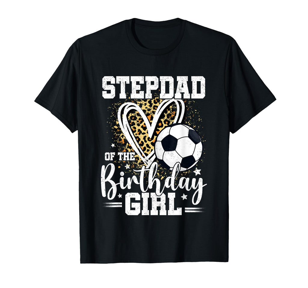 Stepdad Birthday Soccer Ball Leopard T-Shirt - Unique Graphic for Adults