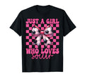 Just Who Loves Soccer Coquette Bow T-Shirt - Casual Everyday Wear Unisex