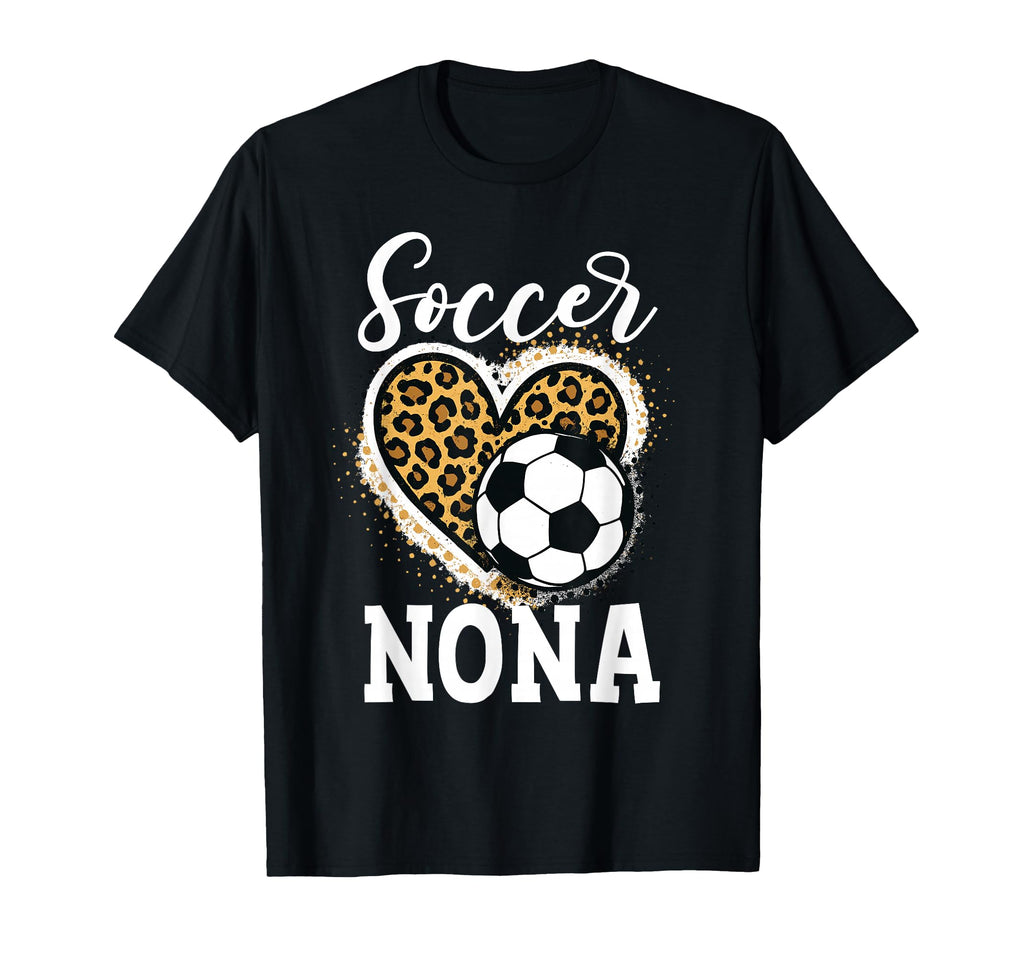 Soccer Nona Leopard Heart Love Soccer T-Shirt - Custom Art Print Men Women