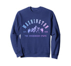 Washington Evergreen State Mountains Sweatshirt - Unique Graphic Unisex
