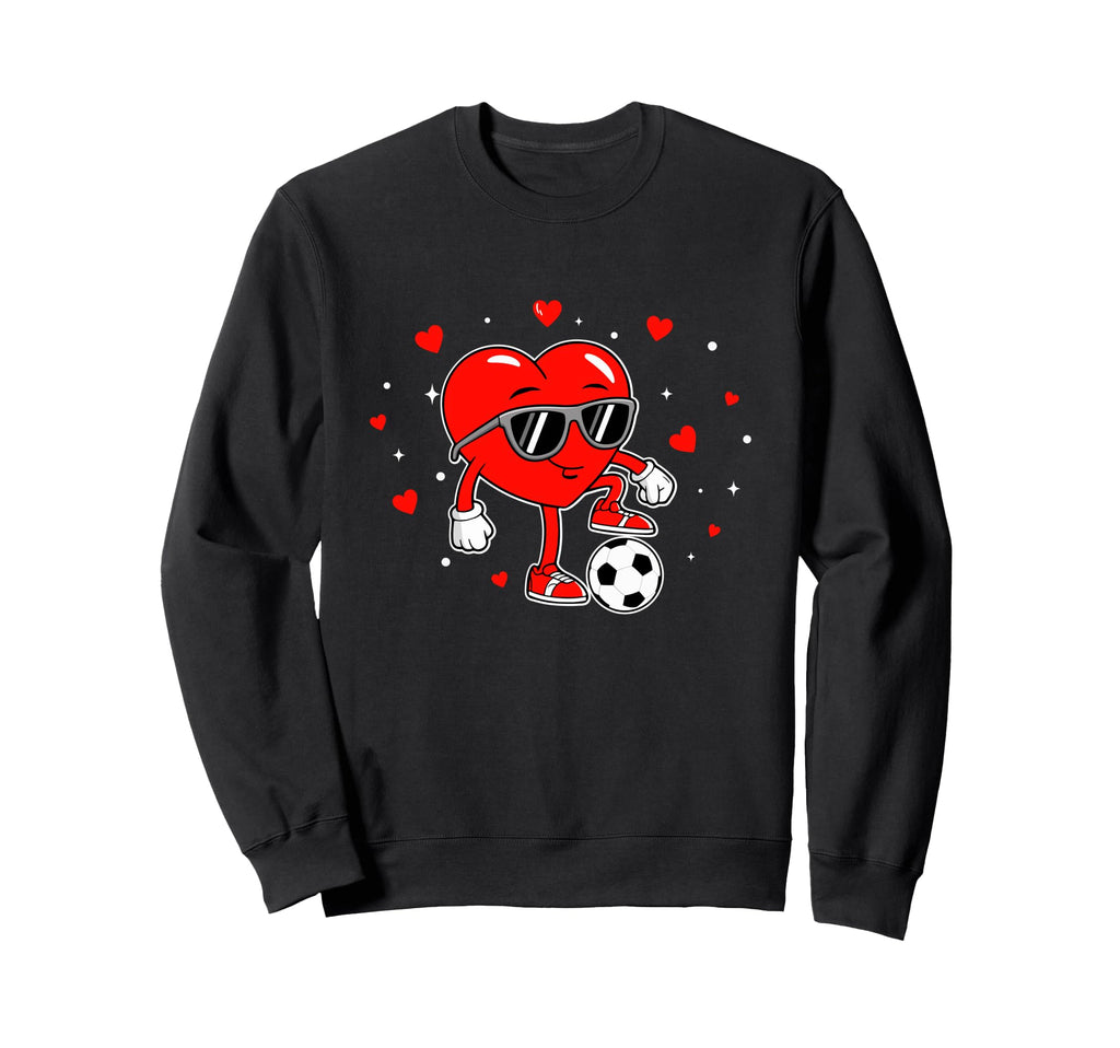 Soccer Playing Heart Character Sweatshirt - Custom Art Print Unisex