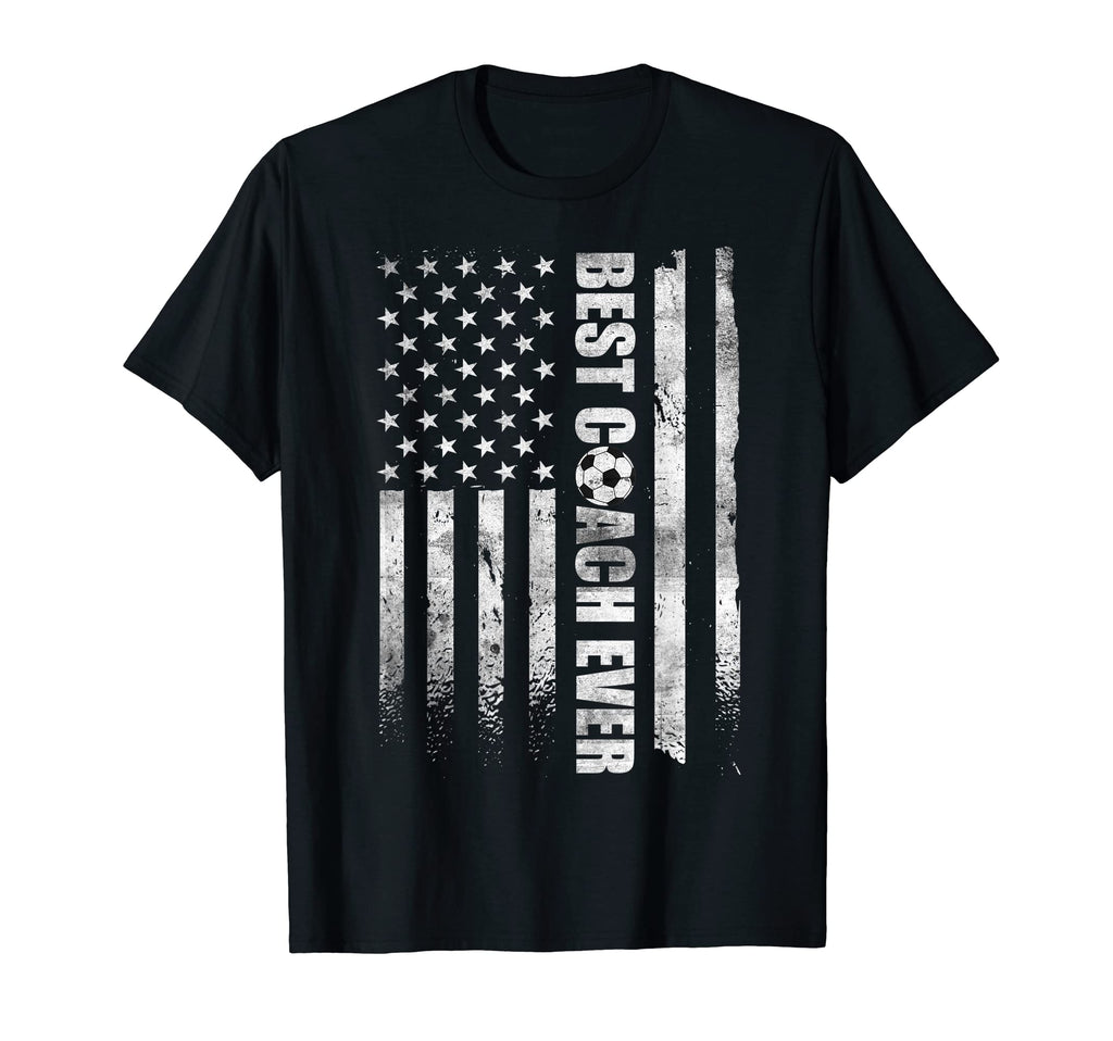 Best Soccer Coach Ever American Flag T-Shirt - Aesthetic Graphic Men Women