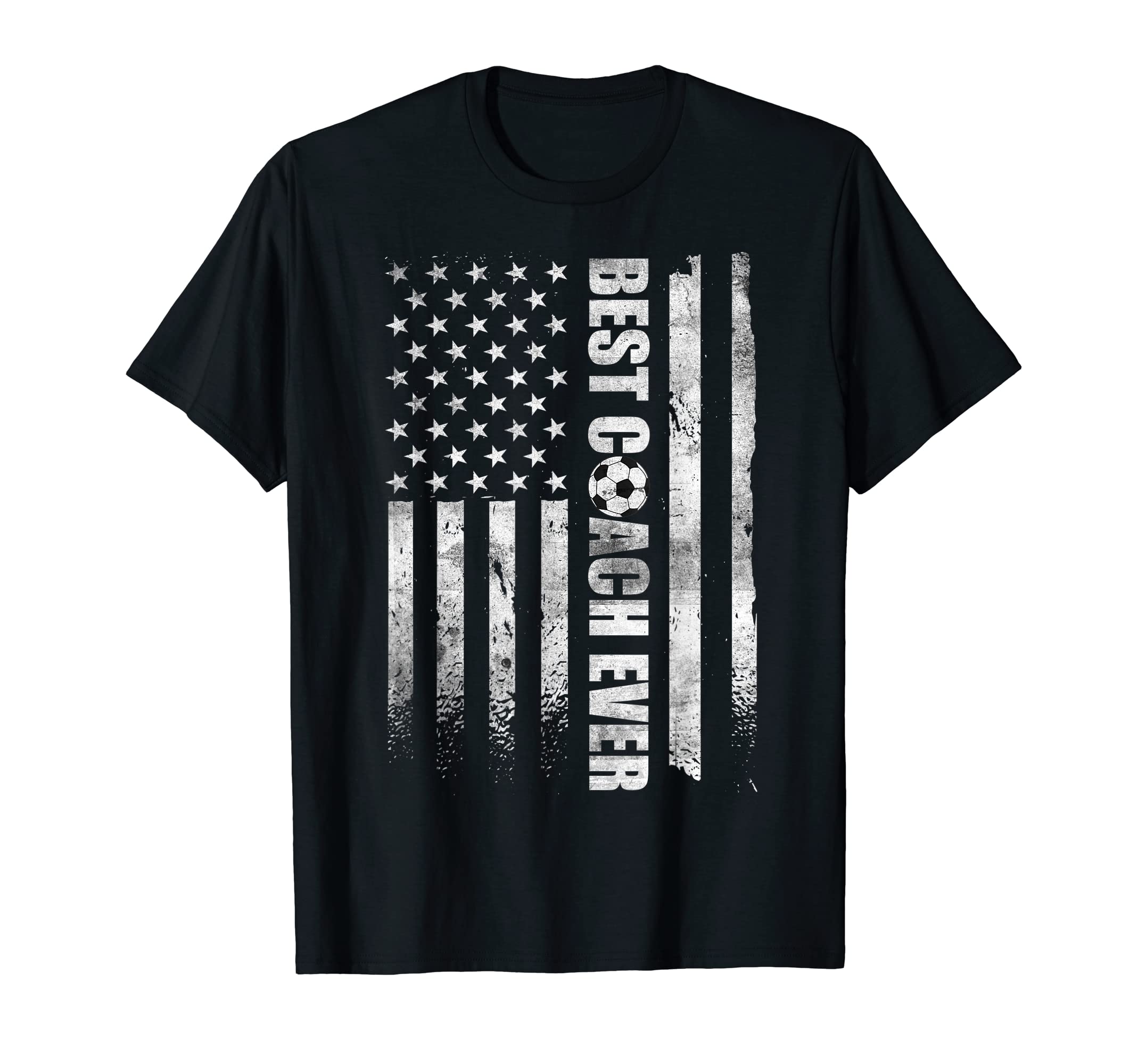 Best Soccer Coach Ever American Flag T-Shirt - Aesthetic Graphic Men Women
