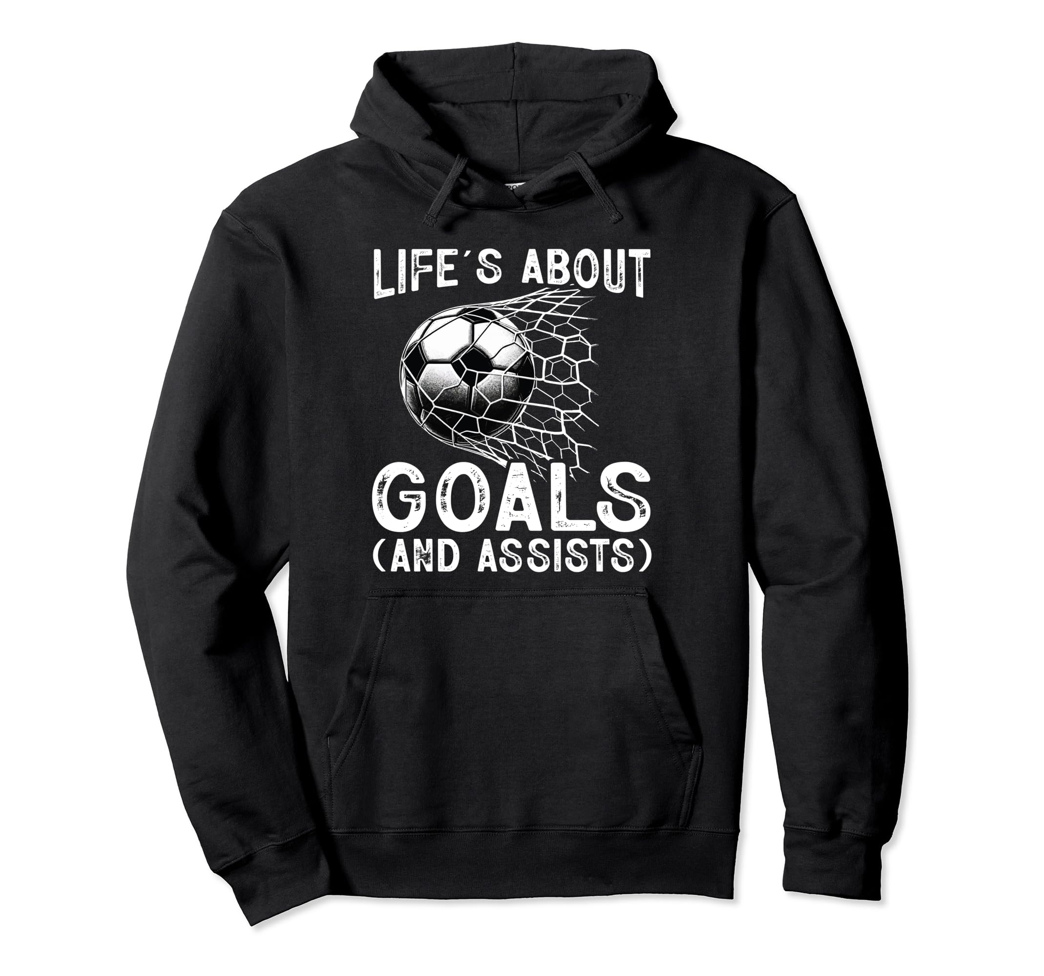 Life Is About Goals Assists Funny Hoodie - Minimalist Print Men Women