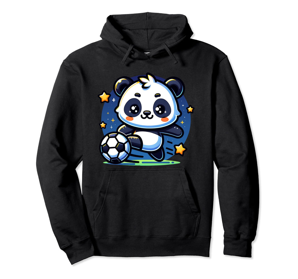 Panda Soccer Player Kicking Soccer Ball Hoodie - Aesthetic Graphic Unisex