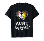 Aunt Both Baseball Softball Aunt Mothers T-Shirt - Unique Graphic Unisex