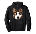 Soccer Coquette Bow Leopard Hoodie - Casual Everyday Wear Men Women