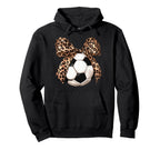 Soccer Coquette Bow Leopard Hoodie - Casual Everyday Wear Men Women