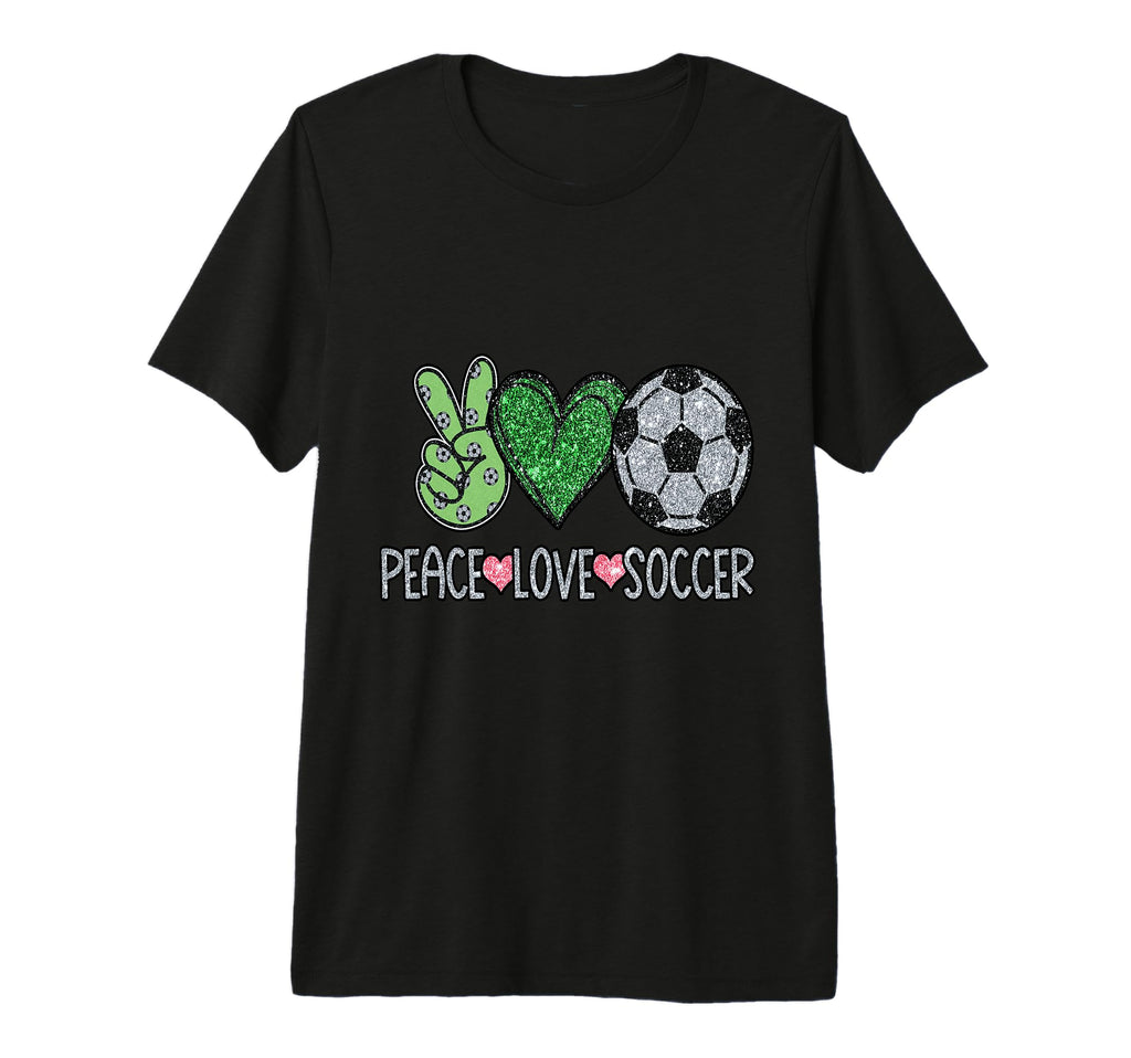 Peace Sign Love Soccer Ball Fan Soccer T-Shirt - Graphic Print for Adults