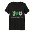 Peace Sign Love Soccer Ball Fan Soccer T-Shirt - Graphic Print for Adults